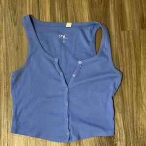 Blue Snap-Front Tank Top